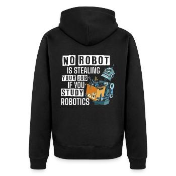 Robotics, robot builders - Unisex Premium Organic Zip Hoodie - black - Back - Nico (187cm)