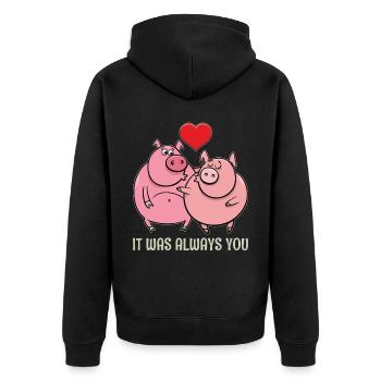 Petite amie, petit ami, homme, partenaire de la Saint-Valentin - Veste à capuche bio Premium Unisexe - noir - Dos - Nico (187cm)
