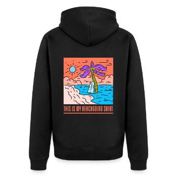 Ceci est ma chemise de plage plage vacances plage - Veste à capuche bio Premium Unisexe - noir - Dos - Nico (187cm)