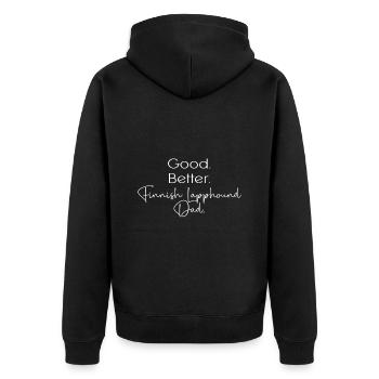 Finnish Lapphund - Unisex Premium Organic Zip Hoodie - black - Back - Nico (187cm)