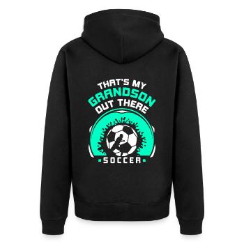 C’est mon petit-fils là-bas passe-temps sportif de football - Veste à capuche bio Premium Unisexe - noir - Dos - Nico (187cm)