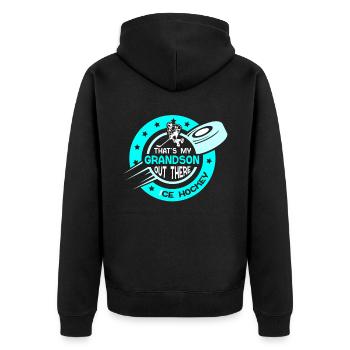 Voici mon petit-fils là-bas au passe-temps de hockey - Veste à capuche bio Premium Unisexe - noir - Dos - Nico (187cm)
