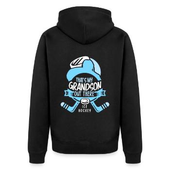 Voici mon petit-fils là-bas au passe-temps de hockey - Veste à capuche bio Premium Unisexe - noir - Dos - Nico (187cm)