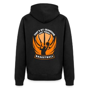 Das Ist Mein Enkel Da Draußen Beim Basketball - Unisex Premium Bio Zip Hoodie - Schwarz - Hinten - Nico (187cm)