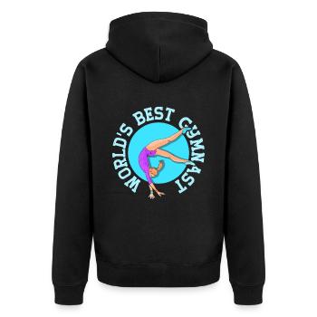 Der Beste Turner Der Welt Gymnast Gymnastik - Unisex Premium Bio Zip Hoodie - Schwarz - Hinten - Nico (187cm)
