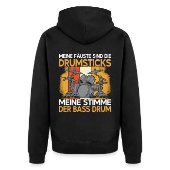 Drummer Drumsticks Schlagzeug Musiker - Unisex Premium Bio Zip Hoodie - Schwarz - Hinten - Nico (187cm)