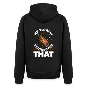Weltraum Weltall Witzig Astroid Umleitung - Unisex Premium Bio Zip Hoodie - Schwarz - Hinten - Nico (187cm)
