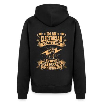 Electrician Electronics Technician Electrical Engineer - Unisex Premium Organic Zip Hoodie - black - Back - Nico (187cm)