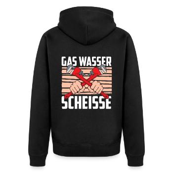 Rohrleitungsbauer Sarkastisch - Unisex Premium Bio Zip Hoodie - Schwarz - Hinten - Nico (187cm)