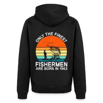 Né en 1963 Fischen Fischer Angler Angeln - Veste à capuche bio Premium Unisexe - noir - Dos - Nico (187cm)
