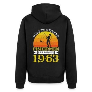 Né en 1963 Fischen Fischer Angler Angeln - Veste à capuche bio Premium Unisexe - noir - Dos - Nico (187cm)