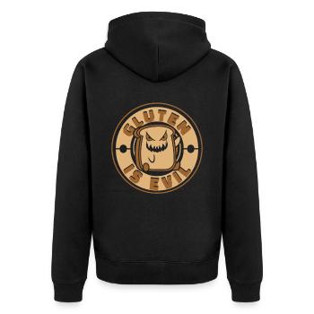 Glutenfrei Brot - Unisex Premium Bio Zip Hoodie - Schwarz - Hinten - Nico (187cm)