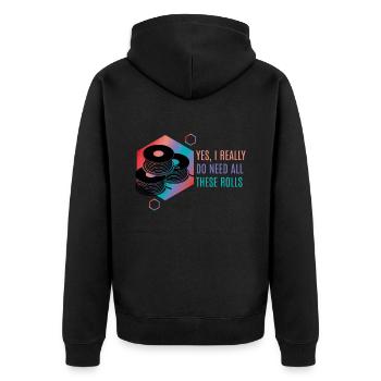 I Need All These Rolls 3d Druck Drucker - Unisex Premium Bio Zip Hoodie - Schwarz - Hinten - Nico (187cm)