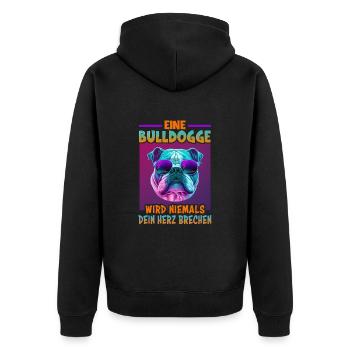 Bulldogge Hunde Spruch Bulldogge Besitzer - Unisex Premium Bio Zip Hoodie - Schwarz - Hinten - Nico (187cm)