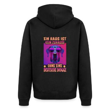 Hunde Deutsche Dogge Design für Hundeliebhaber - Unisex Premium Bio Zip Hoodie - Schwarz - Hinten - Nico (187cm)