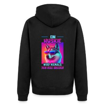 Hunde Spruch Huskie Design für Hundeliebhaber - Unisex Premium Bio Zip Hoodie - Schwarz - Hinten - Nico (187cm)