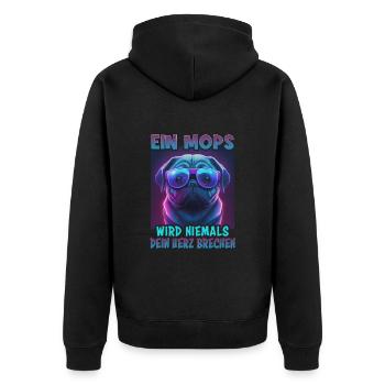 Hunde Spruch Pug Design für Hundeliebhaber - Unisex Premium Bio Zip Hoodie - Schwarz - Hinten - Nico (187cm)
