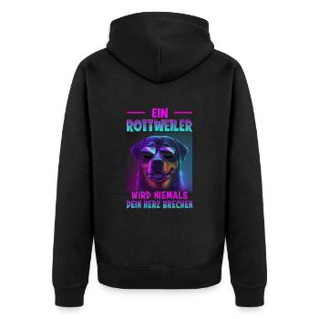 Hunde Spruch Rottweiler Design für Hundeliebhaber - Unisex Premium Bio Zip Hoodie - Schwarz - Hinten - Nico (187cm)