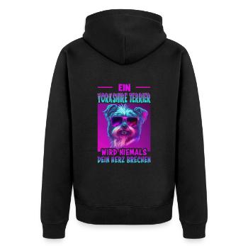 Hunde Spruch Yorkshire Terrier Design für - Unisex Premium Bio Zip Hoodie - Schwarz - Hinten - Nico (187cm)