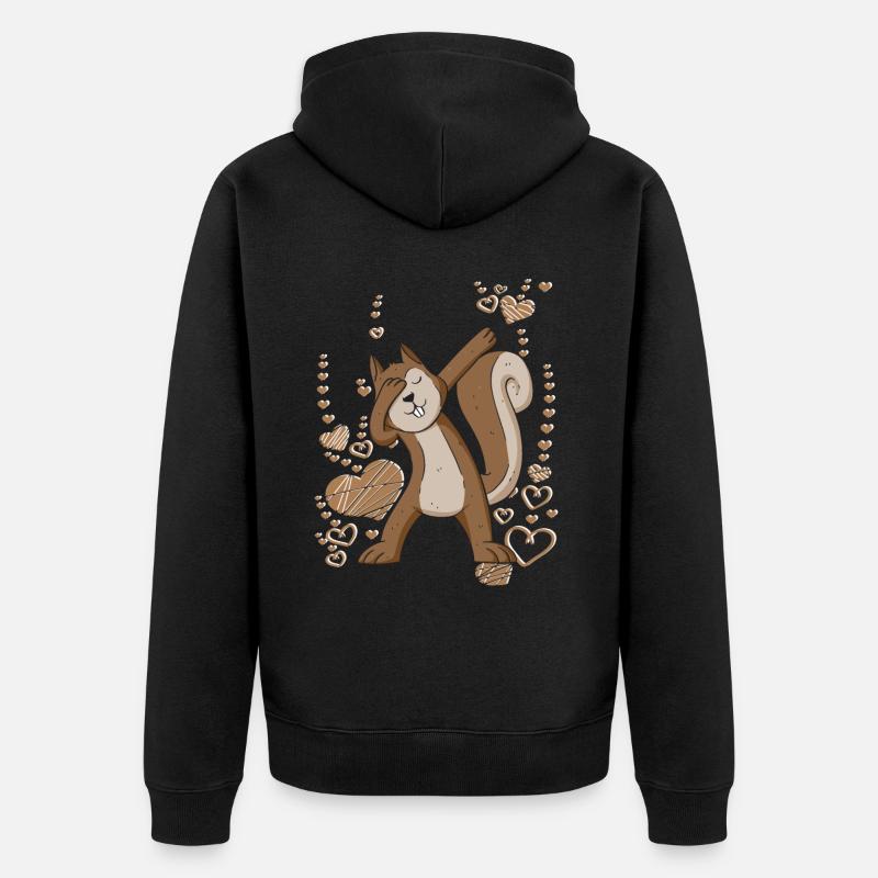 dabbing Eichhörnchen tanzen Waldtier - Unisex Premium Bio Zip Hoodie - Schwarz
