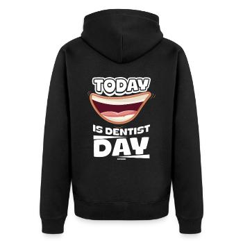 today I go to the dentist - Unisex Premium Organic Zip Hoodie - black - Back - Nico (187cm)