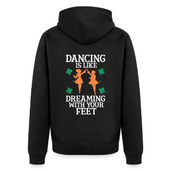 Irish Dance St. Patrick's Dance - Unisex Premium Organic Zip Hoodie - black - Back - Nico (187cm)