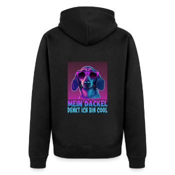Dackel Spruch Dachshund Design für Hundeliebhaber - Unisex Premium Bio Zip Hoodie - Schwarz - Hinten - Nico (187cm)