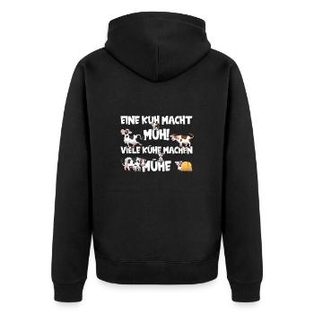 Cartoon Kuh Lustige Kühe - Unisex Premium Bio Zip Hoodie - Schwarz - Hinten - Nico (187cm)