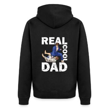 Jiu Jitsu Dad Gi Jiu - Unisex Premium Bio Zip Hoodie - Schwarz - Hinten - Nico (187cm)