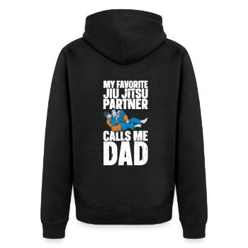 Jiu Jitsu Dad Gi Jiu - Unisex Premium Organic Zip Hoodie - black - Back - Nico (187cm)
