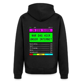 Videotext Spruch 90er Jahre Party Teletext - Unisex Premium Bio Zip Hoodie - Schwarz - Hinten - Nico (187cm)