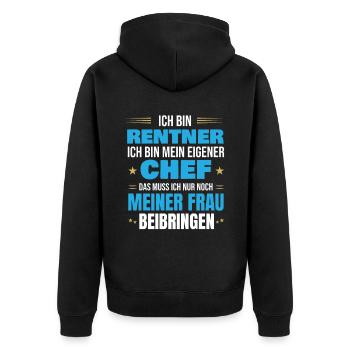 Lustiges Rentner Geschenk zum Ruhestand - Unisex Premium Bio Zip Hoodie - Schwarz - Hinten - Nico (187cm)