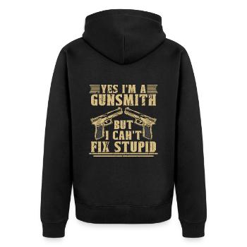 Gunsmith Yes I'm A Gunsmith But Weapons Metalsmith - Unisex Premium Organic Zip Hoodie - black - Back - Nico (187cm)