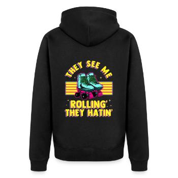 Inline Skate Gift Rollskates Roller 70s - Unisex Premium Organic Zip Hoodie - black - Back - Nico (187cm)