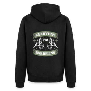 Barrel Racing Everyday I'm Barreling Barrel Race - Unisex Premium Bio Zip Hoodie - Schwarz - Hinten - Nico (187cm)