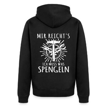 Spengler Bauspengler Karosseriespengler - Unisex Premium Bio Zip Hoodie - Schwarz - Hinten - Nico (187cm)