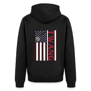 Banjo Shirts For Men Bluegrass Appalachia Folk - Unisex Premium Organic Zip Hoodie - black - Back - Nico (187cm)