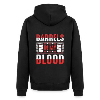 Barrel Racing Barrels In My Blood Western Riding - Unisex Premium Bio Zip Hoodie - Schwarz - Hinten - Nico (187cm)
