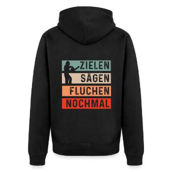 Holz Geschenke Chainsaw Kettensäge Waldarbeiter - Unisex Premium Bio Zip Hoodie - Schwarz - Hinten - Nico (187cm)
