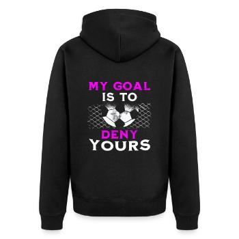 Fußball Tshirt Herren Damen Soccer Football - Unisex Premium Bio Zip Hoodie - Schwarz - Hinten - Nico (187cm)