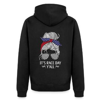 Drag Racing Race Car Girl - Unisex Premium Bio Zip Hoodie - Schwarz - Hinten - Nico (187cm)