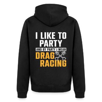 Voiture de course de dragster que j’aime - Veste à capuche bio Premium Unisexe - noir - Dos - Nico (187cm)