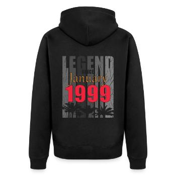 1999 Januar vintage geboren Geschenk - Unisex Premium Bio Zip Hoodie - Schwarz - Hinten - Nico (187cm)