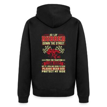 Drag Racing Race Car Prayer - Unisex Premium Bio Zip Hoodie - Schwarz - Hinten - Nico (187cm)