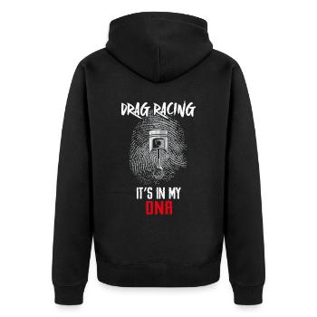 Drag Racing Race Car Fingerprint - Unisex Premium Bio Zip Hoodie - Schwarz - Hinten - Nico (187cm)