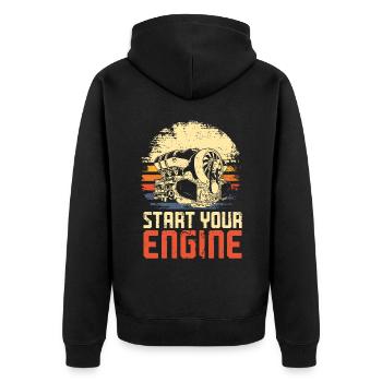 Drag Racing Race Car Retro Vintage - Unisex Premium Bio Zip Hoodie - Schwarz - Hinten - Nico (187cm)