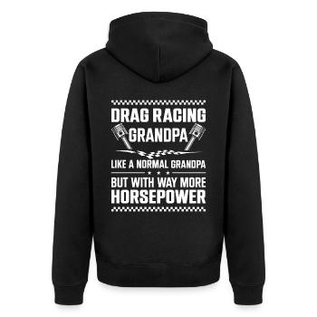 Drag Racing Race Car Grandpa - Unisex Premium Bio Zip Hoodie - Schwarz - Hinten - Nico (187cm)
