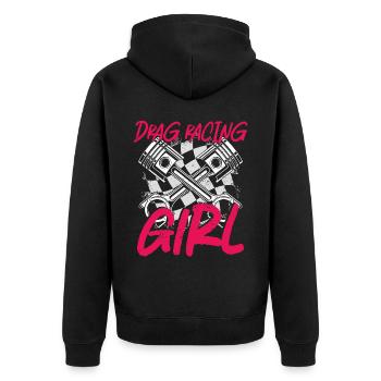 Drag Racing Race Car Girl Vintage - Unisex Premium Bio Zip Hoodie - Schwarz - Hinten - Nico (187cm)