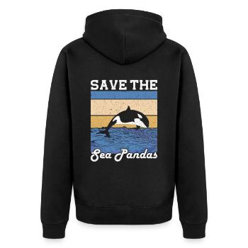 Save the Sea Panda's Marine Biologist - Unisex Premium Organic Zip Hoodie - black - Back - Nico (187cm)