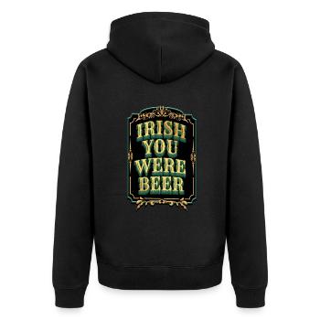 Irish you were Beer - St. Patty - Unisex Premium Bio Zip Hoodie - Schwarz - Hinten - Nico (187cm)
